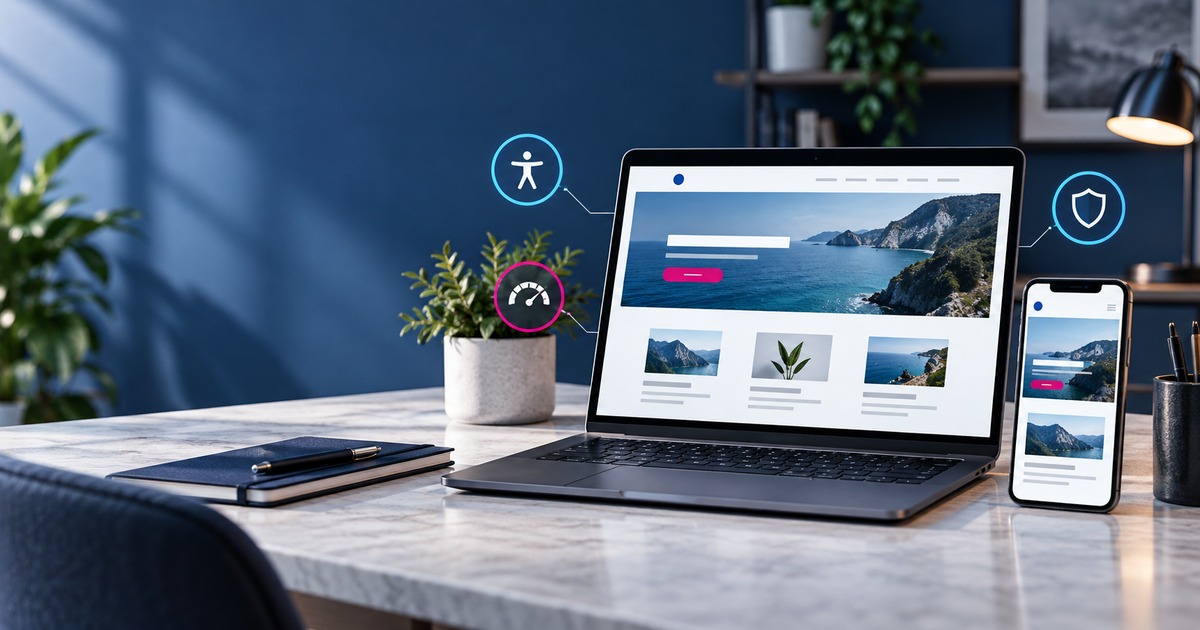 Sito web professionale visualizzato su computer e smartphone