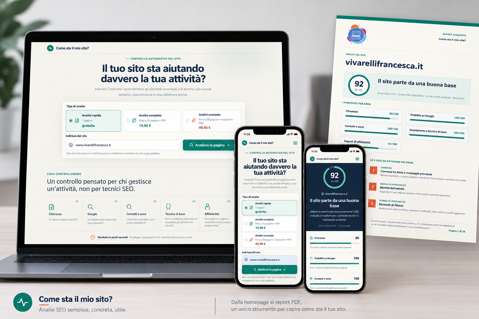 Anteprima di Come sta il mio sito, strumento per l’analisi SEO e tecnica