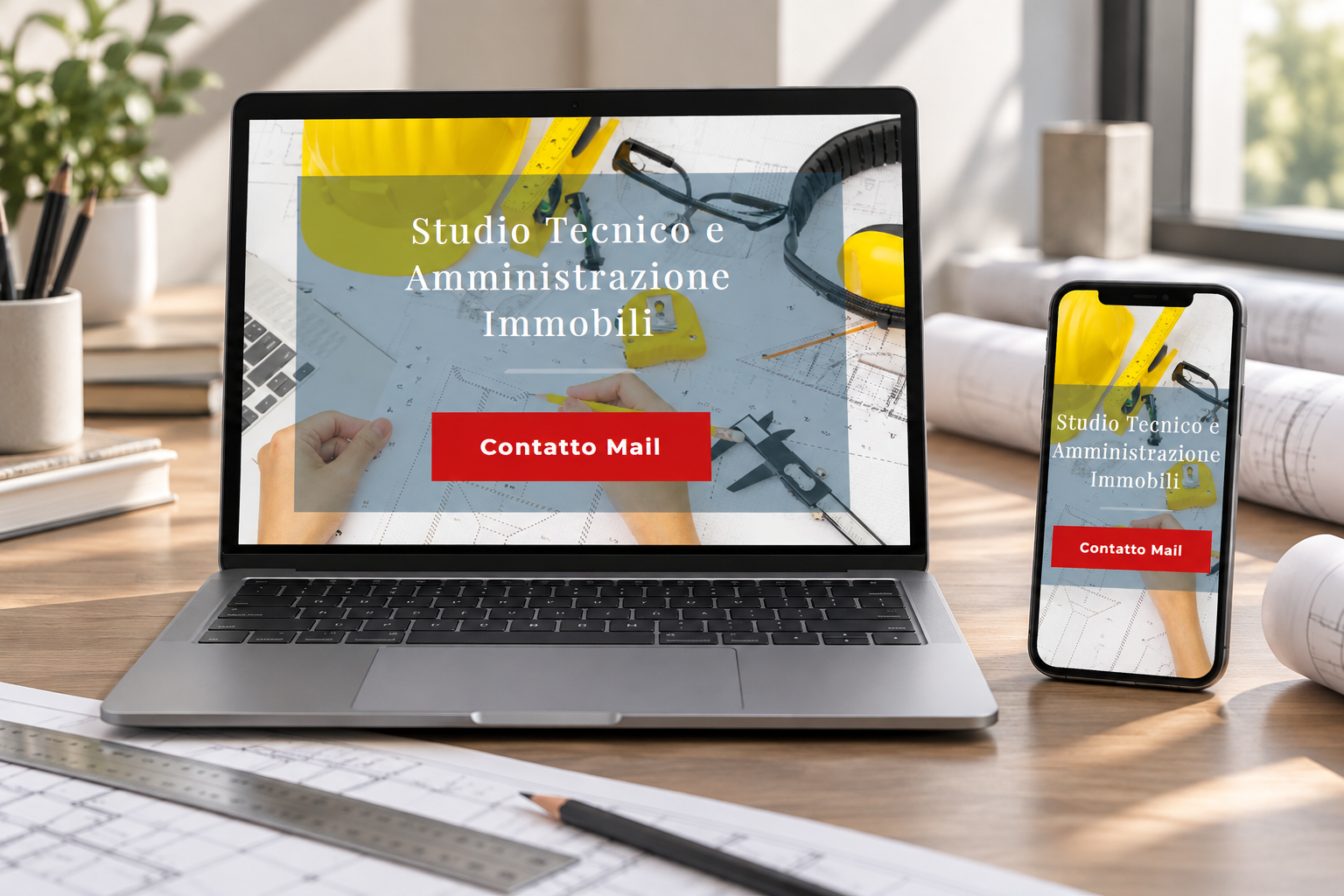 Mockup realistico del sito dello Studio Tecnico Geometra Tambuscio su laptop e smartphone
